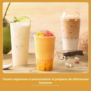 Gobelet en plastique jetable écologique à paroi simple de 9 oz avec logo personnalisé pour café glacé, jus, thé et soda, avec couvercle transparent, forme personnalisée - Product Image 4