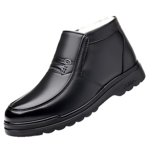 Men Ankle Boots <b>Round</b> <b>Toe</b> Flat <b>Heel</b> Plush Lining Rubber Outsole Waterproof Anti Slip Insulative Classic Style Solid Color - Product Image 5