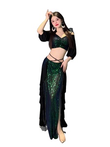 Último diseño danza del vientre rendimiento falda traje danza brillante lentejuelas brillante competir rendimiento vestido <span class=keywords><strong>para</strong></span> <span class=keywords><strong>mujer</strong></span> - Product Image 5