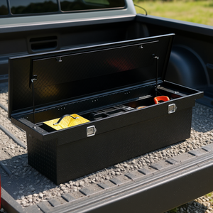 Caja de Herramientas de Aluminio para Camioneta, 72x20x14, Textura Diamantada, Impermeable, con Cerradura y Asas Laterales, Negra, para la Plataforma de la Camioneta - Product Image 2