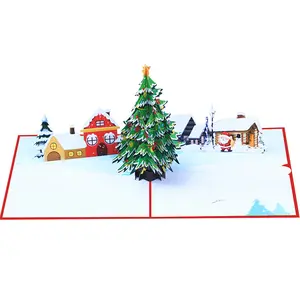新多圣诞立体贺卡3D树屋节日纸