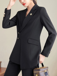 Tendance NOUVEAU Manteau de costume d'affaires bleu foncé Pantalon pour femme Ensemble deux pièces <span class=keywords><strong>Blaze</strong></span> pour femme - Product Image 3