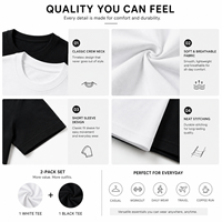 Lot de 2 T-shirts basiques noirs et blancs à col rond et manches courtes, ensemble de t-shirts décontractés essentiels pour tous les jours pour hommes et femmes