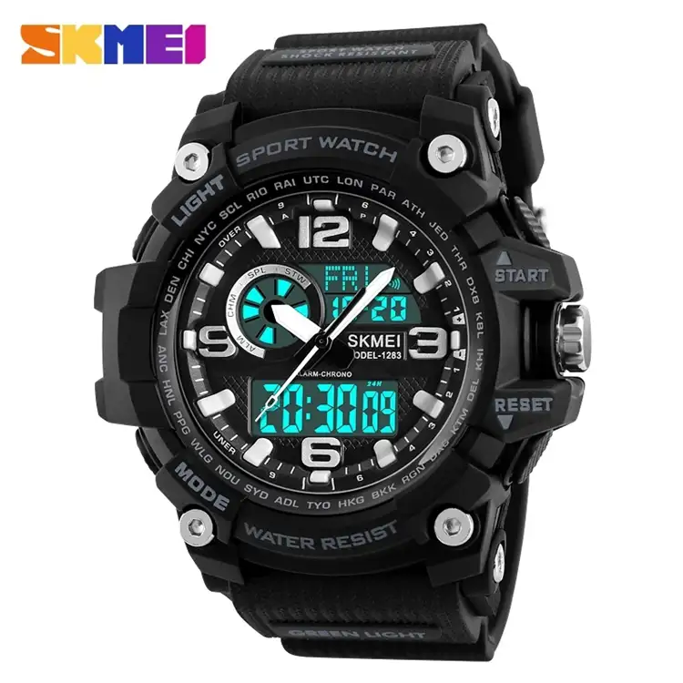 New Skmei 1283 Dual time relojes hombre waterproof jam tangan sports digital wrist watches