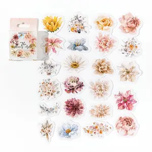 46 parça/paket kutu dolu çıkartmalar Chahua rüzgar Ins çiçek el hesabı DIY malzeme dekorasyon sızdırmazlık macunu