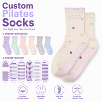 Chaussettes de Pilates pour femmes, en coton, écologiques, antibactériennes, à séchage rapide, respirantes, avec grip, pour le yoga et le fitness, avec logo personnalisé