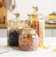 Vente en gros de pots en verre de luxe personnalisés avec revêtement électrolytique et pulvérisation de couleur, pots de rangement pour la cuisine