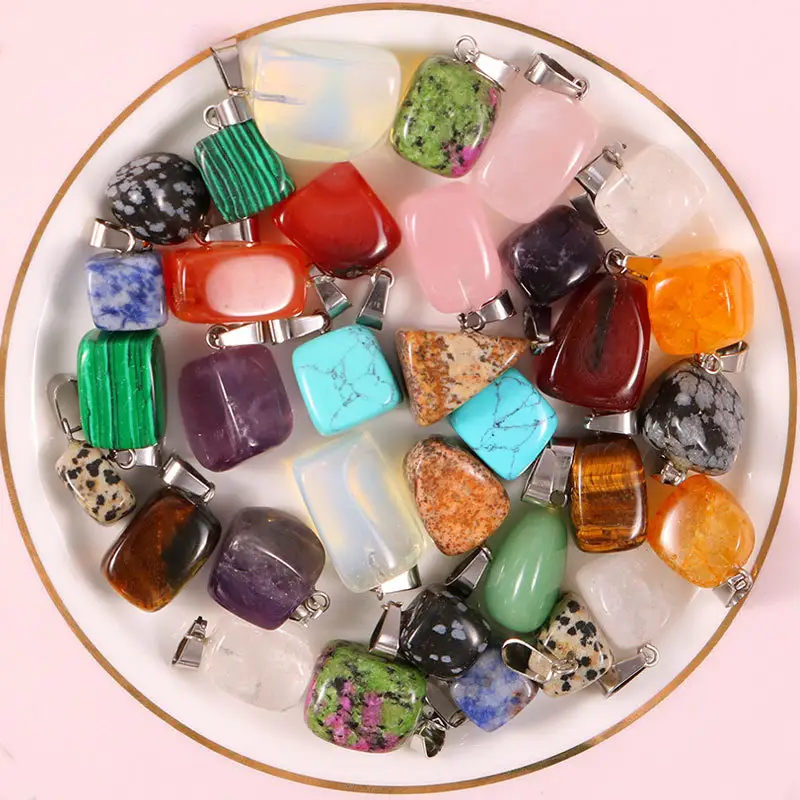 10 - 30mm pietra naturale agata di cristallo piccola collana pendente colorato pietra tumble giada ciondolo irregolare per la creazione di gioielli