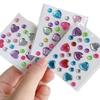 Autocollants 3D écologiques amovibles en forme de gemmes acryliques mélangées, fleurs, papillons, cœurs, strass, décorations en cristal