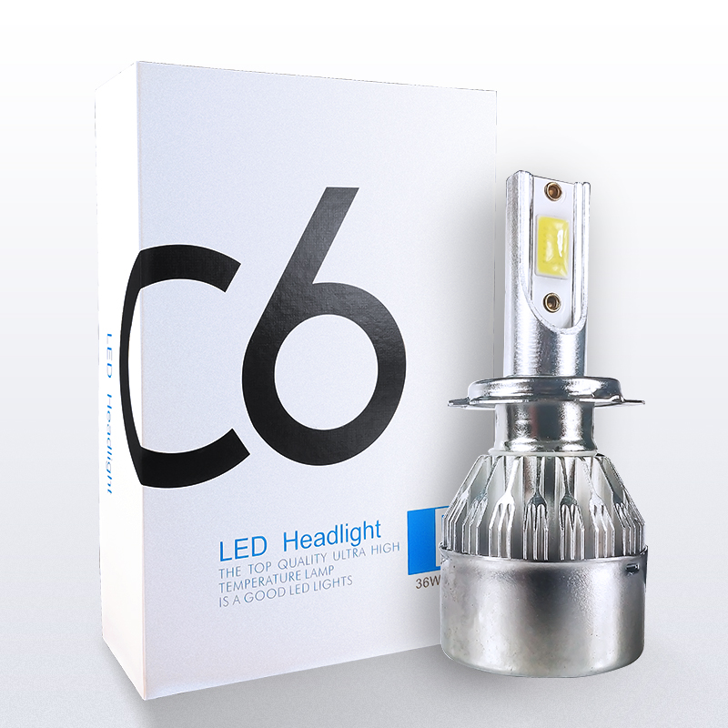 عينات مجانية مصنع سيارات للبيع بالجملة مصباح ليد C6_H7 12V 36W 3800lm نظام ذاتي الإضاءة led المصابيح الأمامية