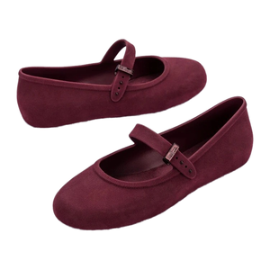Chaussures plates tendance pour femmes, style ballerines, en velours à imprimés animaliers doux, doublure en PVC, bout rond simple, à enfiler - Product Image 1