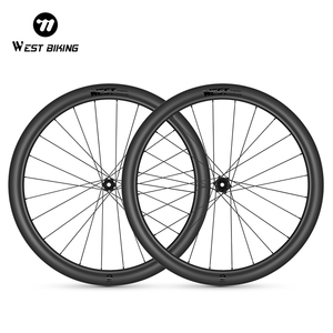 WEST BIKING Juego de ruedas de bicicleta de fibra de carbono T700 Juego de ruedas de ciclismo ligero Juego de ruedas de bicicleta de freno de disco circular de 50mm - Product Image 1