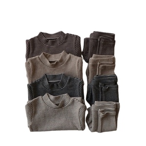 Ropa de dormir de invierno para niños y niñas, <span class=keywords><strong>pijamas</strong></span> personalizados de manga larga a rayas, 100% de algodón - Product Image 1