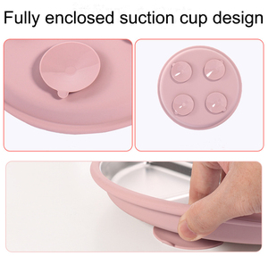 100% bol pour bébé de qualité alimentaire en acier inoxydable enfant couverts Silicone bébé <span class=keywords><strong>assiette</strong></span> d'alimentation ensemble bébé alimentation ensemble avec aspiration - Product Image 3