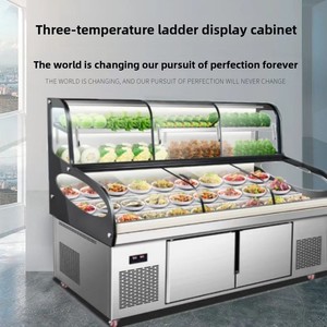 Nhà hàng thương mại thép không gỉ thang Ba nhiệt độ đặt hàng tủ lạnh thịt nướng Ba điều khiển hiển thị mở - Product Image 5