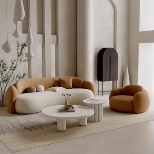 Set di Divani in Tessuto Minimalista Ispirato al Wabi-Sabi Italiano, Tecnologia Semplice in Legno e Stoffa per Angolo VIP nel Soggiorno - Product Image 5