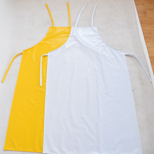 PVC Waterproof <b>Apron</b> White Yellow Solid Color Oil Proof Acid Alkali Resistant Kitchen <b>Work</b> Wear Cooking Cleaning Supplies - Product Image 2
