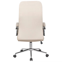 Chaise de bureau moderne de luxe pivotante à dossier haut, blanche, ergonomique, minimaliste, avec siège en cuir PU, hauteur réglable.