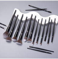 Profession elles 18-teiliges schwarzes Make-up-Pinsel-Set Synthetisches Haar Gesicht Lidschatten Kosmetische Werkzeuge Concealer Kompatibel