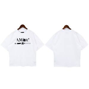 T-shirt casual da uomo AMI 100% cotone con stampa grafica personalizzata, design vintage estivo, stampa a lettere, manica corta, girocollo, nuovo abbigliamento americano - Product Image 6