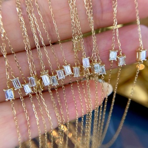 Xinfly <b>Solid</b> 18K <b>Gold</b> Baguette Diamond <b>Bracelet</b> Dainty Minimalist Stackable AU750 0.10ct Natural Diamond Fine Women Children's - Product Image 1