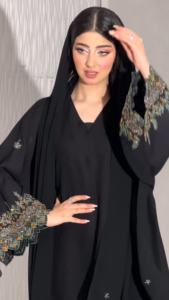 Personalizado Abaya Turquía <span class=keywords><strong>ropa</strong></span> islámica lujo elegante Petite Abaya mujeres musulmán vestido Dubai volante mangas satén Abaya - Product Image 4