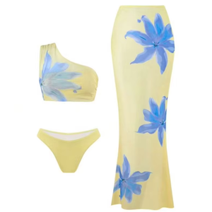 Conjunto de Bikini de 3 Piezas con Estampado Floral para Mujer, con Falda de Playa, Talla S-XL - Product Image 1