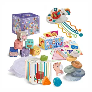 Zhorya Montessori 6 In 1 Multifunctional Infant Soft Rubber Sensory Training Toys Baby Educational Toy Sets