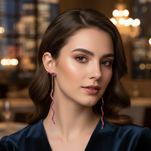 บางปูแถบหยัก CZ หิน Theia เงินต่างหูยาวตุรกีขายส่งทำด้วยมือสำหรับผู้หญิง925เครื่องประดับเงินสเตอร์ลิง - Product Image 3