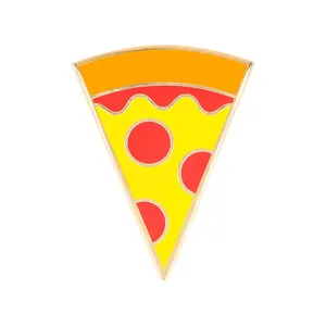 Slice Of Pizza Lapel Pin Brooch Custom Small Brass Shiny Gold Pizza Enamel Pin Badge