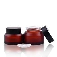Pot en verre pour cosmétiques, 15g, 30g, 50g, vide, à épaule inclinée, givré, avec couvercle à vis en verre, pour soins de la peau, logo personnalisé