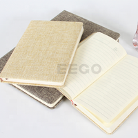 Agenda promotionnel relié rigide personnalisé imprimé A5, couverture rigide à ouverture plate, couverture en tissu épais en lin, carnet de notes, fournitures scolaires