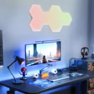 Venta al por mayor de fábrica, de 16 colores luz nocturna con control remoto, luz led hexagonal adjunta para gabinete, luz de pared interior para pasillo de dormitorio