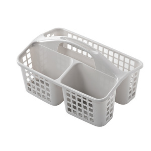 Portable Storage <b>Basket</b> With Compartments Thickened Plastic Bathroom Organizer For Home Use White Gray Blue - Product Image 2