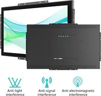 Monitor LCD Layar Sentuh Kapasitif Open Frame 23,8 inci Tahan Air IP65 1920x1080 Monitor Industri 10 Jari Sentuh USB Garansi 3 Tahun