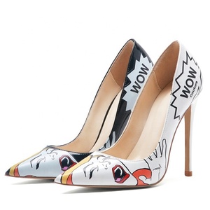 Fashion New Design Women High Thin Heel Dress Shoes Large Size 45 Basic Stiletto <b>Pumps</b> Funny Print Party Shoes - Product Image 6
