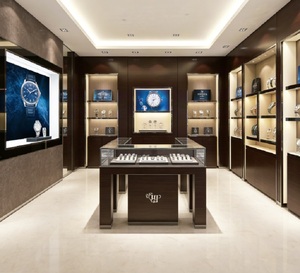 Vitrine à montres GZowin de luxe à double étage en <span class=keywords><strong>bois</strong></span> massif avec éclairage LED, design personnalisable pour les magasins de détail haut de gamme - Product Image 1