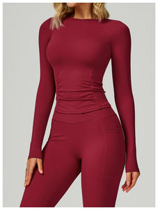 <span class=keywords><strong>Haut</strong></span> de sport respirant en Spandex/Nylon à manches longues, coupe ajustée, effet seconde peau, pour yoga, course en extérieur et fitness - Product Image 2