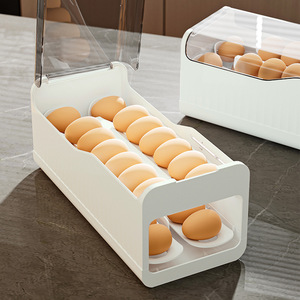 Boîte de rangement pour œufs, couvercle rabattable blanc, organisateur pour porte latérale de réfrigérateur, capacité de 24 œufs, conteneur en plastique de qualité alimentaire - Product Image 3