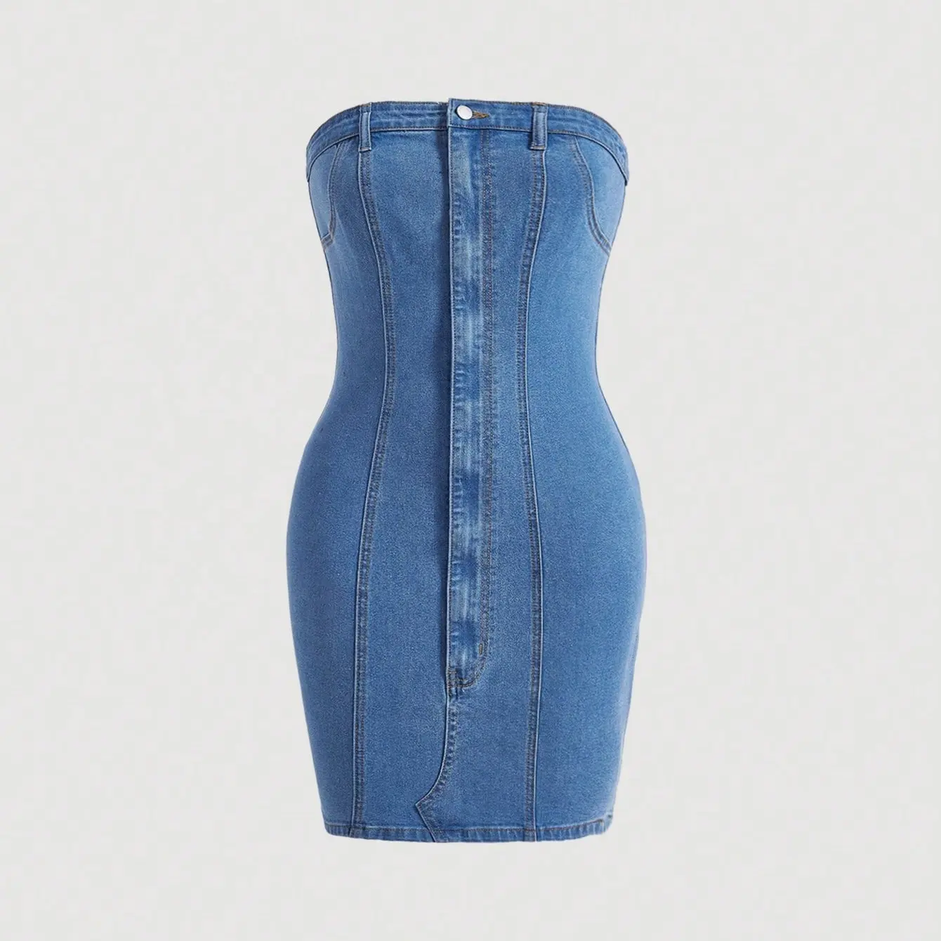 WD020 benutzer definierte Jeans Tube Kleid Frauen Denim Gesamt kleid Frauen ärmellose Jeans kleider