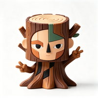Figurine de collection artistique créative en forme de garçon sur souche d'arbre Woodo, objet promotionnel pour la décoration et les cadeaux de fête