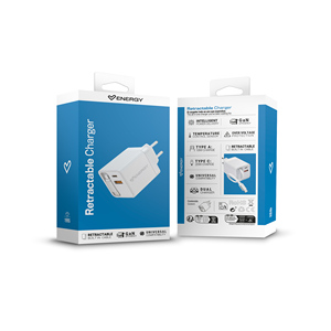 Cargador retráctil - Cargador retráctil / 20W / Tipo C / Tipo A / protección térmica / protección contra sobretensiones - Product Image 4