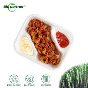 Compostable película noche teatro comida rápida 2 compartimentos caña bagazo Nacho bandeja contenedor Chip Dip titular - Product Image 1