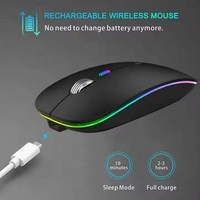 Mouse Optik Nirkabel USB Berkualitas Tinggi, Dapat Diisi Ulang, dengan Lampu Latar RGB LED 2.4G untuk Laptop dan PC