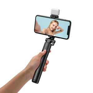 H1s Dài 103cm có thể thu vào monomode Tripod Selfie <span class=keywords><strong>Stick</strong></span> <span class=keywords><strong>360</strong></span> độ xoay 7 phần thép không gỉ ABS <span class=keywords><strong>LED</strong></span> ánh sáng gấp chức năng - Product Image 3