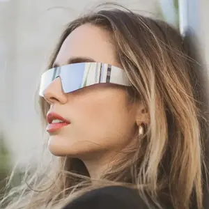 20902 One Piece Frameless Futuristic Sun Glasses Women Y2K Homemade Sports Sunglasses Colorful and Fashionable Bicycle glasses M