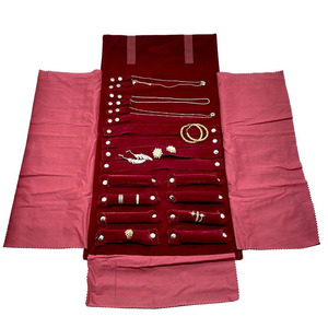 Étui de voyage de luxe pour bijoux, pliable, double niveau, organisateur de sac à roulettes, velours, durable, léger, collier, bracelet, OEM ODM - Product Image 1