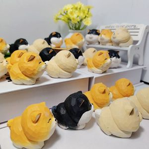 Figurines artisanales en bois de tilleul Shiba Inu, décoration animale pour la maison, article cadeau, artisanat sur pied - Product Image 2
