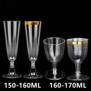 Flûtes à champagne en plastique DD1093 en gros, gobelets jetables à bord doré de 5 oz, verres à cocktail scintillants pour mariage et Thanksgiving - Product Image 4
