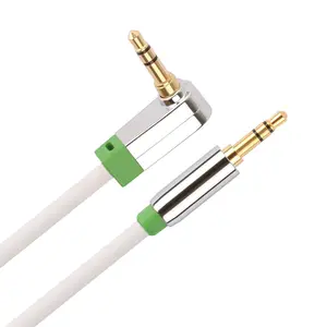 Kabel adaptor Input tambahan Audio sudut kanan 3.5mm hijau kabel AUX jantan ke jantan untuk headphone kabel stereo rumah mobil kabel 35mm